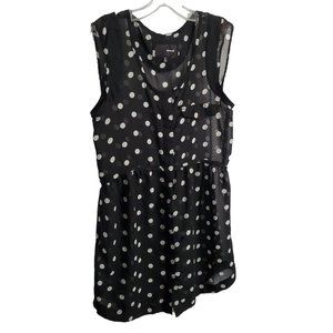 Hurley Womens Size L Tunic Cover Up Semi Sheer Polka Dot Cap Button Front Black